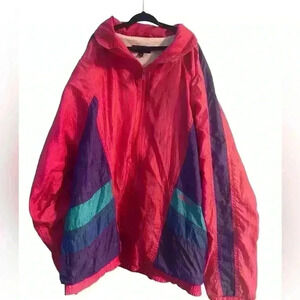 Dreimar Windbreaker jacket pink purple blue  size small vintage 80s 90s used